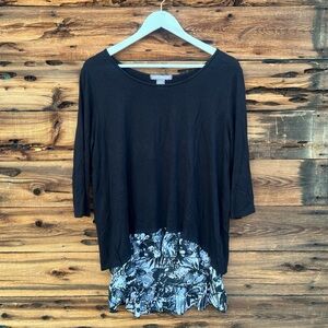 KATE & MALLORY | B&W 2 Tiered 3/4 Sleeve Tunic M